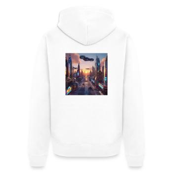 Kunst - Unisex Premium Bio Zip Hoodie - Weiß - Hinten - Thijin (182cm)