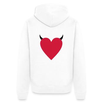 herz - Unisex Premium Bio Zip Hoodie - Weiß - Hinten - Thijin (182cm)