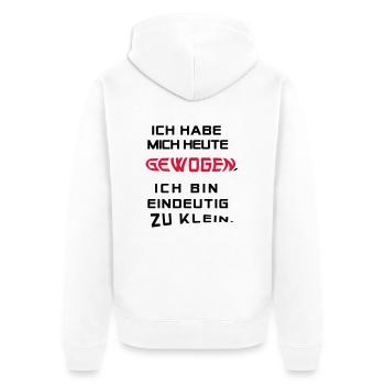 Ich hab mich heute gewogen.... - Unisex Premium Bio Zip Hoodie - Weiß - Hinten - Thijin (182cm)