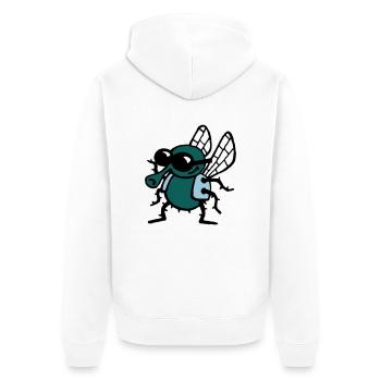 cool_fly_3c_white - Unisex Premium Organic Zip Hoodie - white - Back - Thijin (182cm)