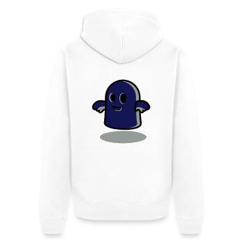 Little Ghost at Midnight - Unisex Premium Organic Zip Hoodie - white - Back - Thijin (182cm)