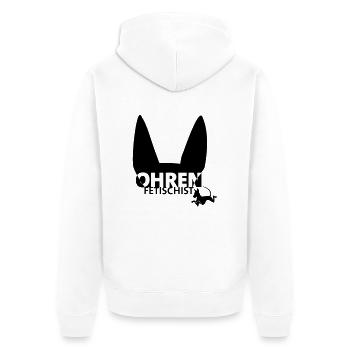 ohrenfetischist - Unisex Premium Bio Zip Hoodie - Weiß - Hinten - Thijin (182cm)