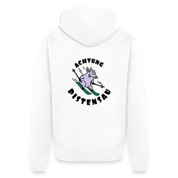 pistensau_02_e_3c - Unisex Premium Organic Zip Hoodie - white - Back - Thijin (182cm)