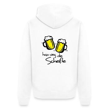 Biergläser hau weg die Scheiße - Unisex Premium Bio Zip Hoodie - Weiß - Hinten - Thijin (182cm)