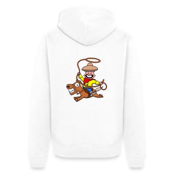 Lustiger Cowboy - Unisex Premium Bio Zip Hoodie - Weiß - Hinten - Thijin (182cm)