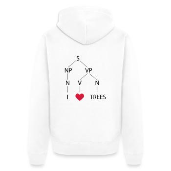 Syntaxbaum - Unisex Premium Bio Zip Hoodie - Weiß - Hinten - Thijin (182cm)