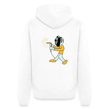 Welder - Unisex Premium Organic Zip Hoodie - white - Back - Thijin (182cm)