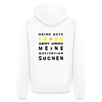 Meine gute Laune - Unisex Premium Bio Zip Hoodie - Weiß - Hinten - Thijin (182cm)