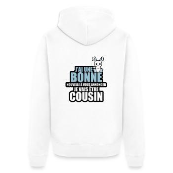 bonne nouvelle à vous annoncer je vais être cousin - Veste à capuche bio Premium Unisexe - blanc - Dos - Thijin (182cm)