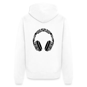 ausgefallene kopfhörer - Unisex Premium Bio Zip Hoodie - Weiß - Hinten - Thijin (182cm)