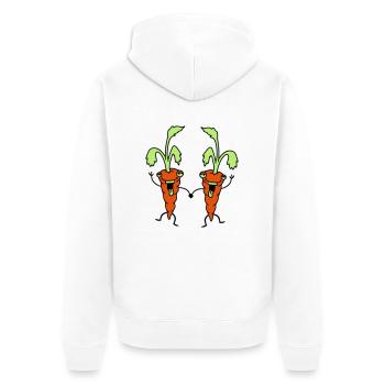 Karotten Möhren Freunde Team Comic Lustig - Unisex Premium Bio Zip Hoodie - Weiß - Hinten - Thijin (182cm)