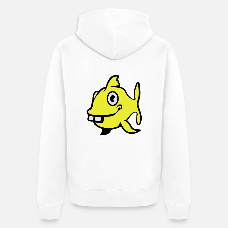 poisson stupide - Veste à capuche bio Premium Unisexe - blanc