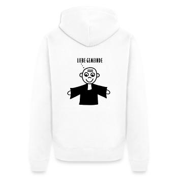 Liebe Gemeinde - Unisex Premium Bio Zip Hoodie - Weiß - Hinten - Thijin (182cm)