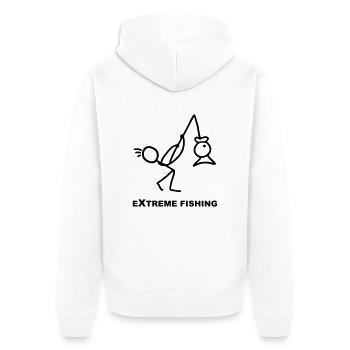 Extreme Fishing - angeln - Unisex Premium Bio Zip Hoodie - Weiß - Hinten - Thijin (182cm)