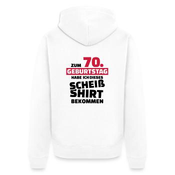 70 Geburtstag - Unisex Premium Bio Zip Hoodie - Weiß - Hinten - Thijin (182cm)