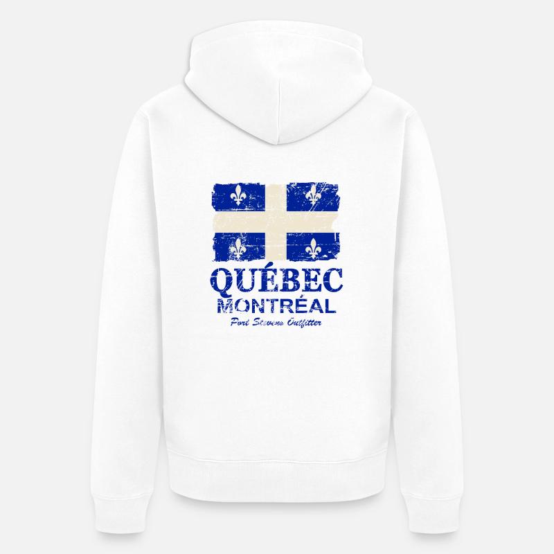 Québec Flag - Canada - Vintage Look - Veste à capuche bio Premium Unisexe - blanc