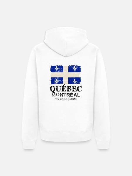 Québec Flag - Canada - Vintage Look - Unisex Premium Bio Zip Hoodie - Weiß