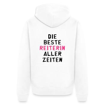 Reiten Reiter Reiterin Pferd Pferde Pony Western - Unisex Premium Bio Zip Hoodie - Weiß - Hinten - Thijin (182cm)