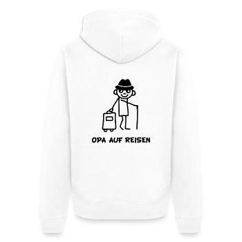 Opa auf Reisen - Unisex Premium Bio Zip Hoodie - Weiß - Hinten - Thijin (182cm)