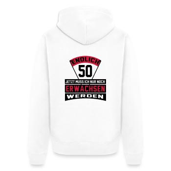 Geburstag Erwachsen 50 Jahre Birthday Geschenk - Unisex Premium Bio Zip Hoodie - Weiß - Hinten - Thijin (182cm)