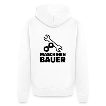 Maschinenbauer - Unisex Premium Bio Zip Hoodie - Weiß - Hinten - Thijin (182cm)