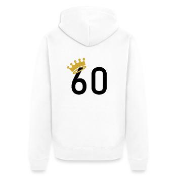 60 Jahre - Unisex Premium Bio Zip Hoodie - Weiß - Hinten - Thijin (182cm)