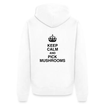 Mushroom / Champignon / Pilz / Picking - Unisex Premium Organic Zip Hoodie - white - Back - Thijin (182cm)