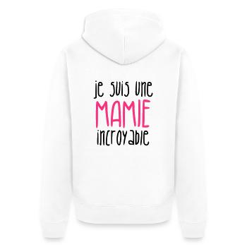 Grandma Oma Großmütter Mamy Mamie Grand-Mère - Unisex Premium Organic Zip Hoodie - white - Back - Thijin (182cm)