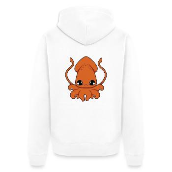 Tintenfisch - Unisex Premium Bio Zip Hoodie - Weiß - Hinten - Thijin (182cm)