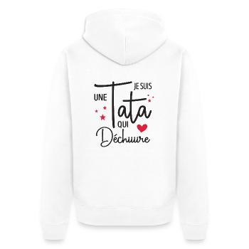Je Suis Une Tata Qui Déchire Cadeau Tante - Veste à capuche bio Premium Unisexe - blanc - Dos - Thijin (182cm)
