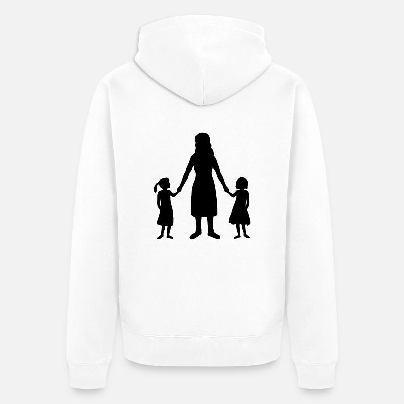 Silhouette 2 Filles Mère - Veste à capuche bio Premium Unisexe - blanc