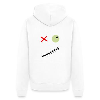 Visage terrifiant avec un œil vert - Veste à capuche bio Premium Unisexe - blanc - Dos - Thijin (182cm)