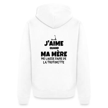 j aime ma mère / humour trottinette - Veste à capuche bio Premium Unisexe - blanc - Dos - Thijin (182cm)