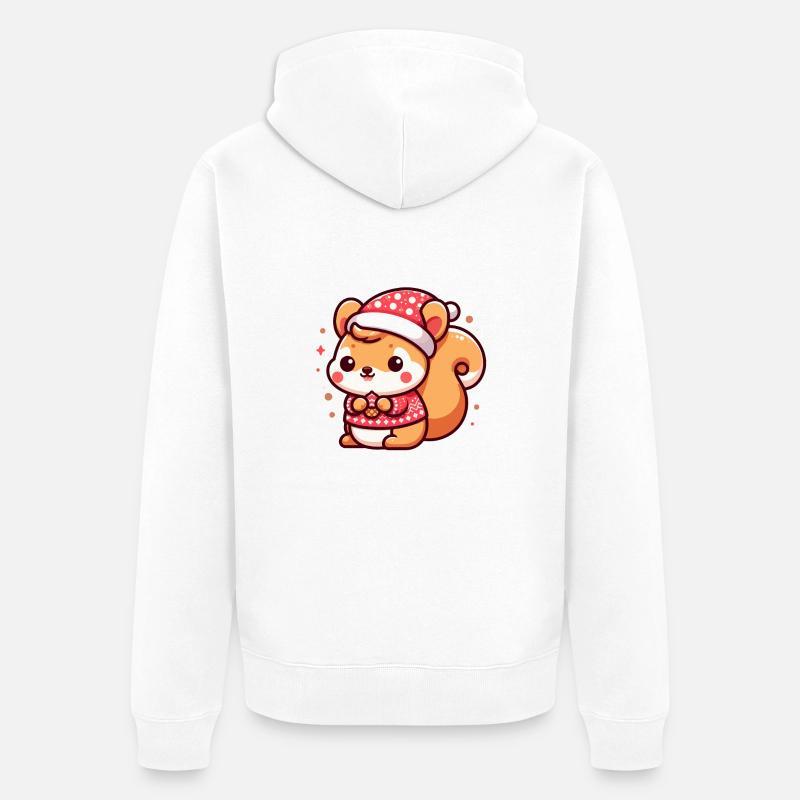 Mignon écureuil de Noël - Veste à capuche bio Premium Unisexe - blanc