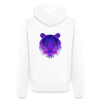 Blue-Eye-Tiger - Unisex Premium Bio Zip Hoodie - Weiß - Hinten - Thijin (182cm)