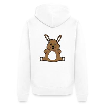 Bunny Chubby Fat Fat Round Overweight Hungry - Unisex Premium Organic Zip Hoodie - white - Back - Thijin (182cm)