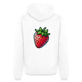Erdbeere - Unisex Premium Bio Zip Hoodie - Weiß - Hinten - Thijin (182cm)