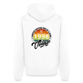 1998 Geburtstag Geboren im Jahrgang 1998 Retro. Editio - Unisex Premium Bio Zip Hoodie - Weiß - Hinten - Thijin (182cm)