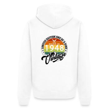 1948 Birthday Born in 1948 vintage Retro. Editio - Unisex Premium Organic Zip Hoodie - white - Back - Thijin (182cm)