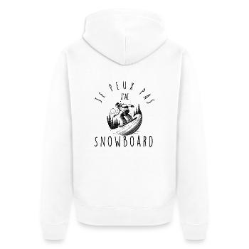 Je peux pas, j'ai Snowboard - Veste à capuche bio Premium Unisexe - blanc - Dos - Thijin (182cm)