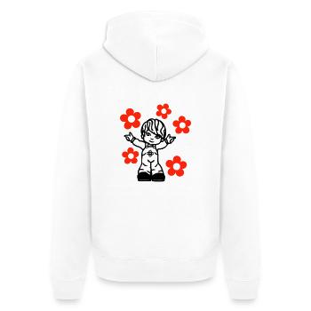 happy kid © - Unisex Premium Bio Zip Hoodie - Weiß - Hinten - Thijin (182cm)