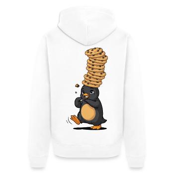 Pinguin Mit Riesigem Pfannkuchenstapel - Unisex Premium Bio Zip Hoodie - Weiß - Hinten - Thijin (182cm)