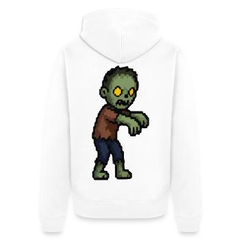 Pixelzombie mit Gelben Augen - Unisex Premium Bio Zip Hoodie - Weiß - Hinten - Thijin (182cm)