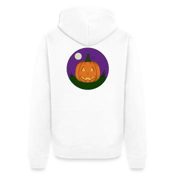 Grinsender Kürbis bei Vollmond - Unisex Premium Bio Zip Hoodie - Weiß - Hinten - Thijin (182cm)