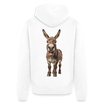 Esel - Unisex Premium Bio Zip Hoodie - Weiß - Hinten - Thijin (182cm)