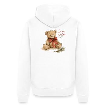 Aquarell Weihnachtsteddybär - Unisex Premium Bio Zip Hoodie - Weiß - Hinten - Thijin (182cm)