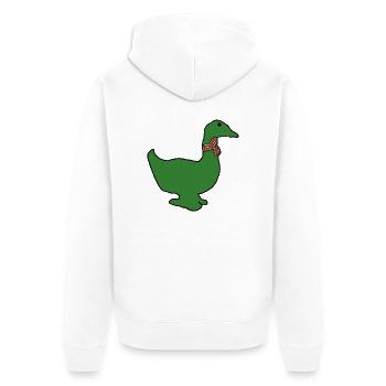 Paulo die grüne Ente - Unisex Premium Bio Zip Hoodie - Weiß - Hinten - Thijin (182cm)