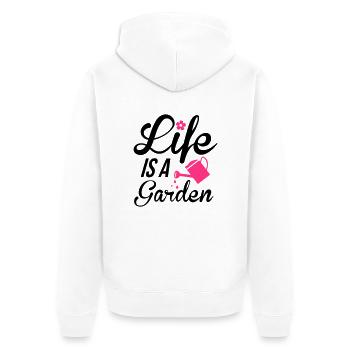 Life is a Garden - Unisex Premium Bio Zip Hoodie - Weiß - Hinten - Thijin (182cm)