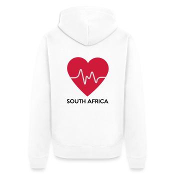Herz South Africa - Unisex Premium Bio Zip Hoodie - Weiß - Hinten - Thijin (182cm)
