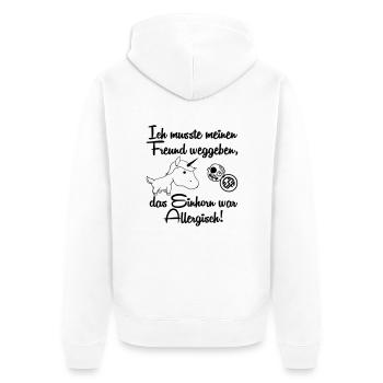 Ich musste meinen Freund weggeben Das... - Unisex Premium Bio Zip Hoodie - Weiß - Hinten - Thijin (182cm)